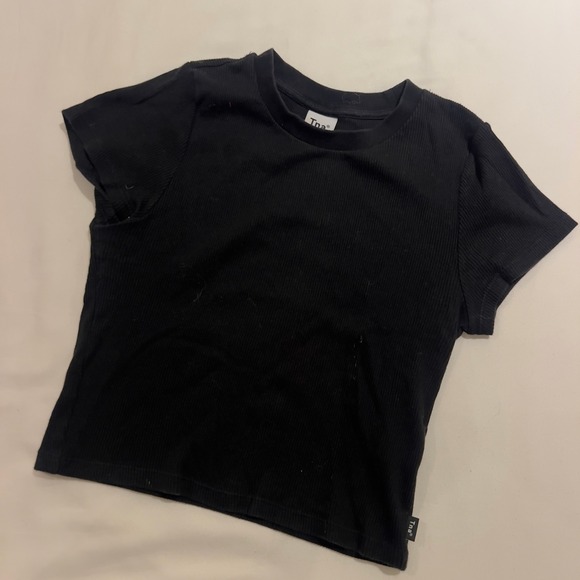 TNA Tops - TNA Aritzia Black Ribbed Short Sleeve Crew Neck T-Shirt Small